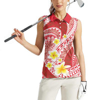 Plumeria Polynesian Coral Glitter Pattern Women Sleeveless Polo Shirt LT01 - Polynesian Pride