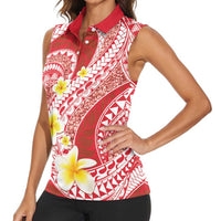 Plumeria Polynesian Coral Glitter Pattern Women Sleeveless Polo Shirt LT01 - Polynesian Pride
