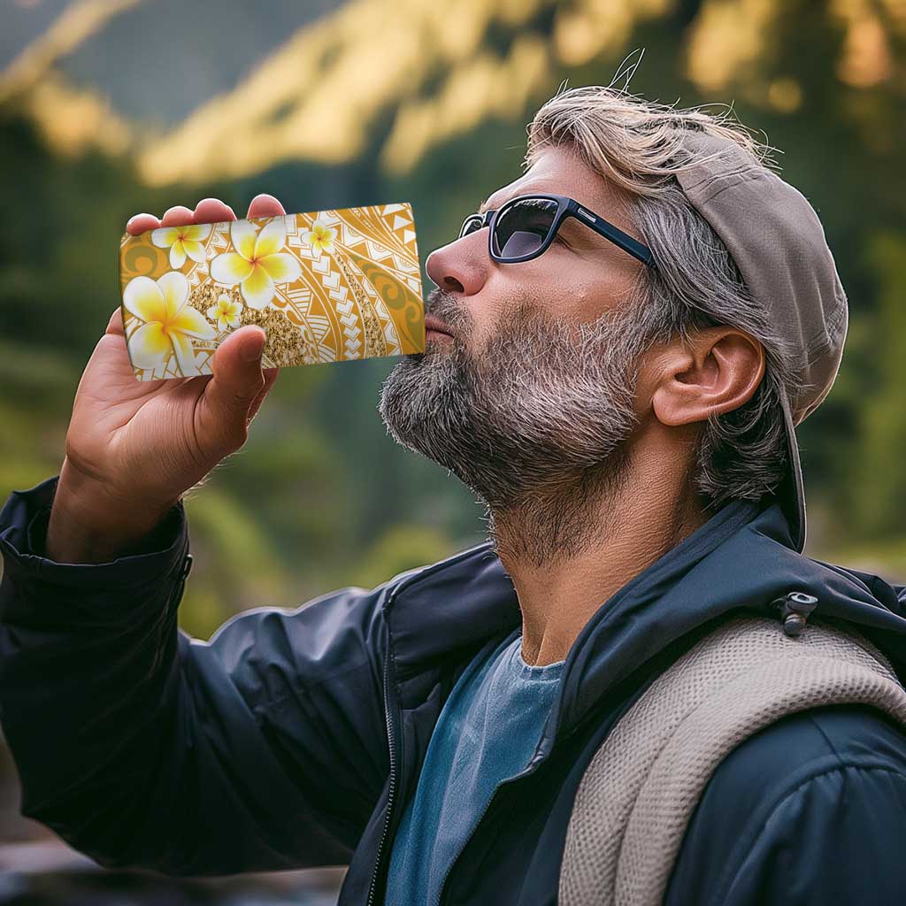 Plumeria Polynesian Gold Glitter Pattern 4 in 1 Can Cooler Tumbler