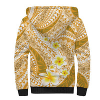Plumeria Polynesian Gold Glitter Pattern Sherpa Hoodie