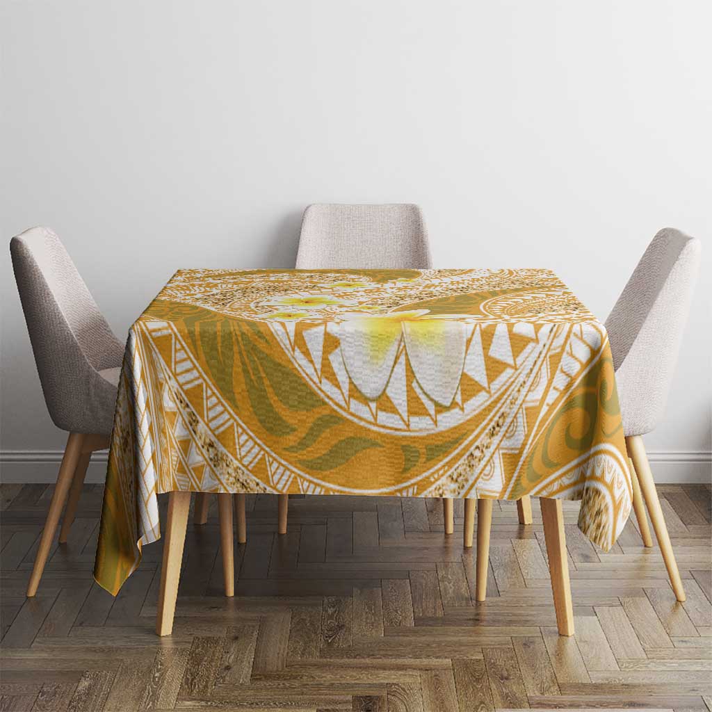 Plumeria Polynesian Gold Glitter Pattern Tablecloth
