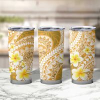 Plumeria Polynesian Gold Glitter Pattern Tumbler Cup