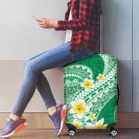 Plumeria Polynesian Green Glitter Pattern Luggage Cover