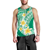 Plumeria Polynesian Green Glitter Pattern Men Tank Top