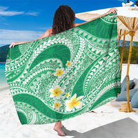 Plumeria Polynesian Green Glitter Pattern Sarong