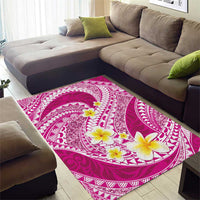 Plumeria Polynesian Pink Glitter Pattern Area Rug