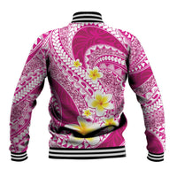 Plumeria Polynesian Pink Glitter Pattern Baseball Jacket