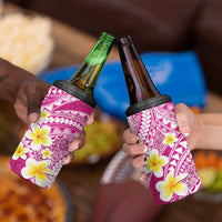 Plumeria Polynesian Pink Glitter Pattern 4 in 1 Can Cooler Tumbler