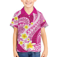 Plumeria Polynesian Pink Glitter Pattern Kid Hawaiian Shirt
