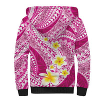 Plumeria Polynesian Pink Glitter Pattern Sherpa Hoodie
