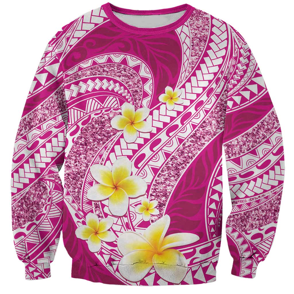 Plumeria Polynesian Pink Glitter Pattern Sweatshirt LT01 Unisex Pink - Polynesian Pride