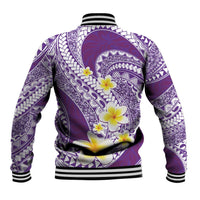 Plumeria Polynesian Purple Glitter Pattern Baseball Jacket