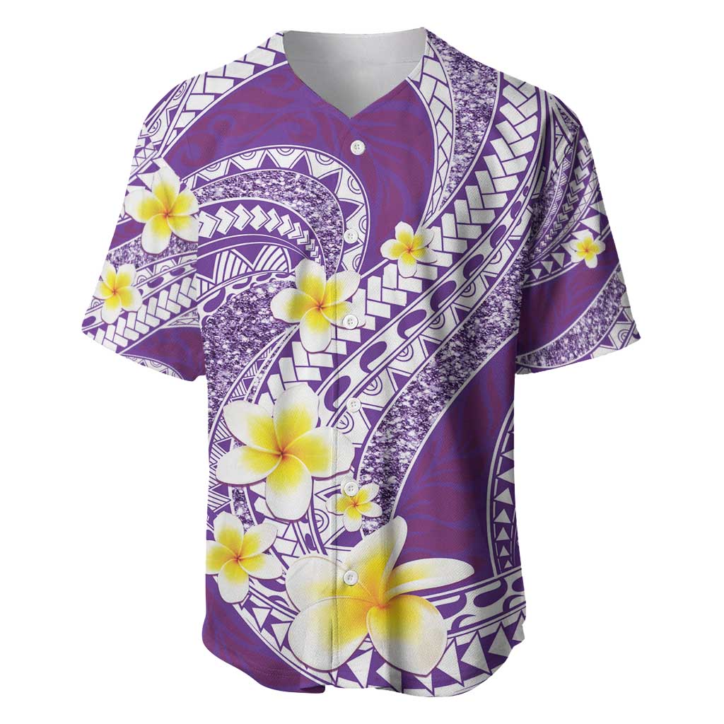 Plumeria Polynesian Purple Glitter Pattern Baseball Jersey LT01 Purple - Polynesian Pride