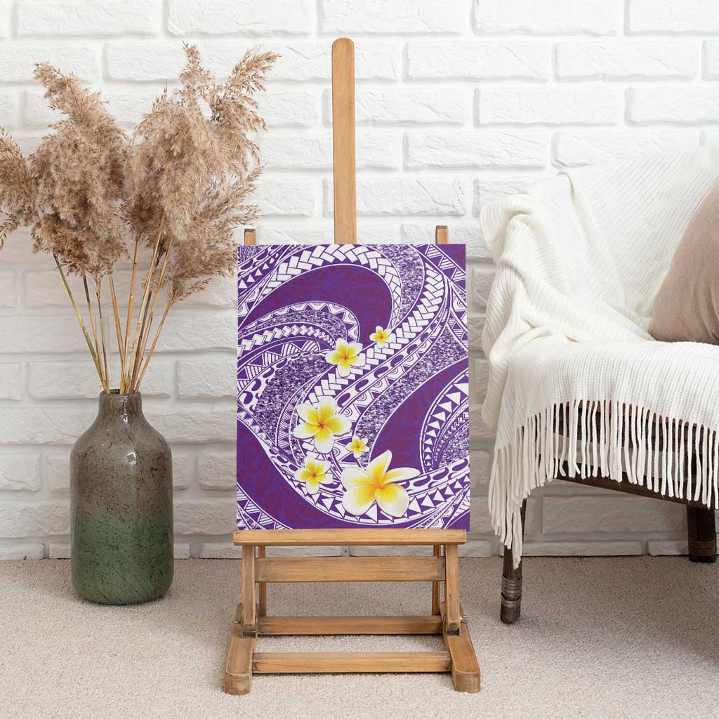 Plumeria Polynesian Purple Glitter Pattern Canvas Wall Art