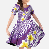 Plumeria Polynesian Purple Glitter Pattern Family Matching Puletasi and Hawaiian Shirt