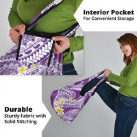 Plumeria Polynesian Purple Glitter Pattern Grocery Bag