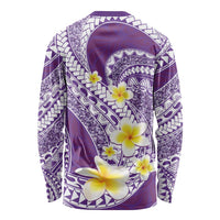 Plumeria Polynesian Purple Glitter Pattern Long Sleeve Shirt