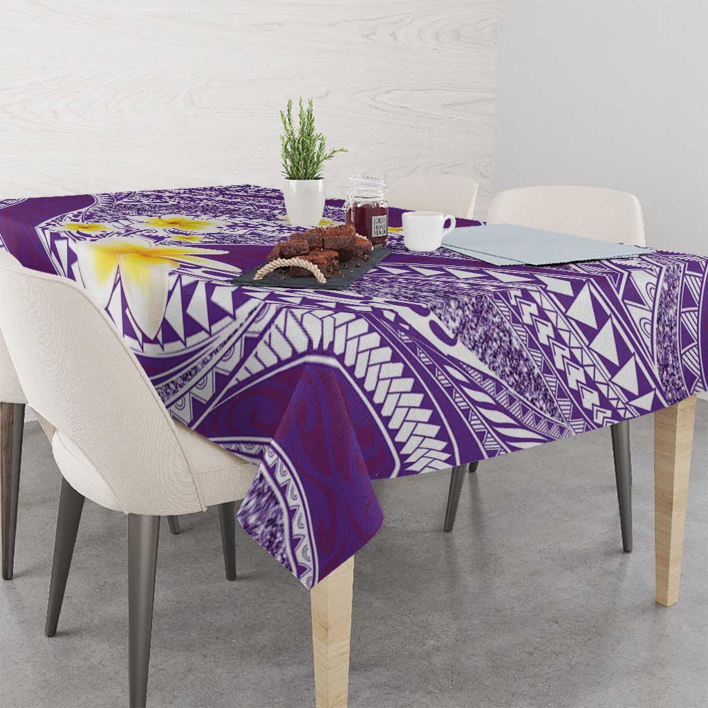 Plumeria Polynesian Purple Glitter Pattern Tablecloth