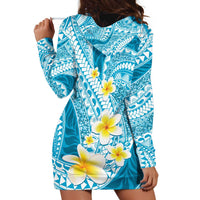 Plumeria Polynesian Sky Blue Glitter Pattern Hoodie Dress
