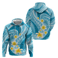 Plumeria Polynesian Sky Blue Glitter Pattern Zip Hoodie