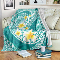 Plumeria Polynesian Teal Glitter Pattern Blanket