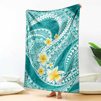 Plumeria Polynesian Teal Glitter Pattern Blanket