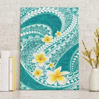 Plumeria Polynesian Teal Glitter Pattern Canvas Wall Art