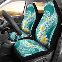Plumeria Polynesian Teal Glitter Pattern Car Seat Cover