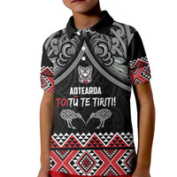 Aotearoa Toitu Te Tiriti Waitangi Kid Polo Shirt Proud To Be Maori LT01 Kid Black - Polynesian Pride