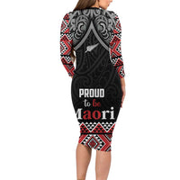 Aotearoa Toitu Te Tiriti Waitangi Long Sleeve Bodycon Dress Proud To Be Maori