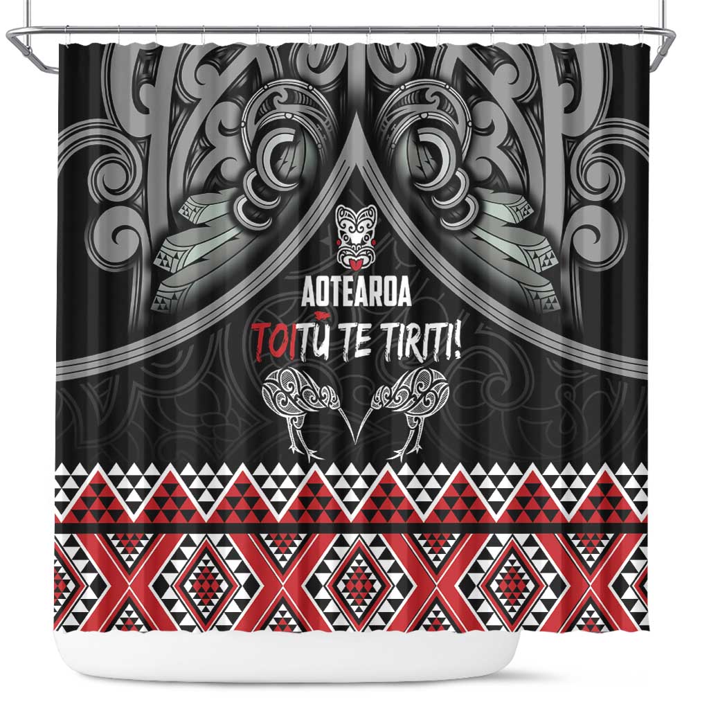 Aotearoa Toitu Te Tiriti Waitangi Shower Curtain Proud To Be Maori