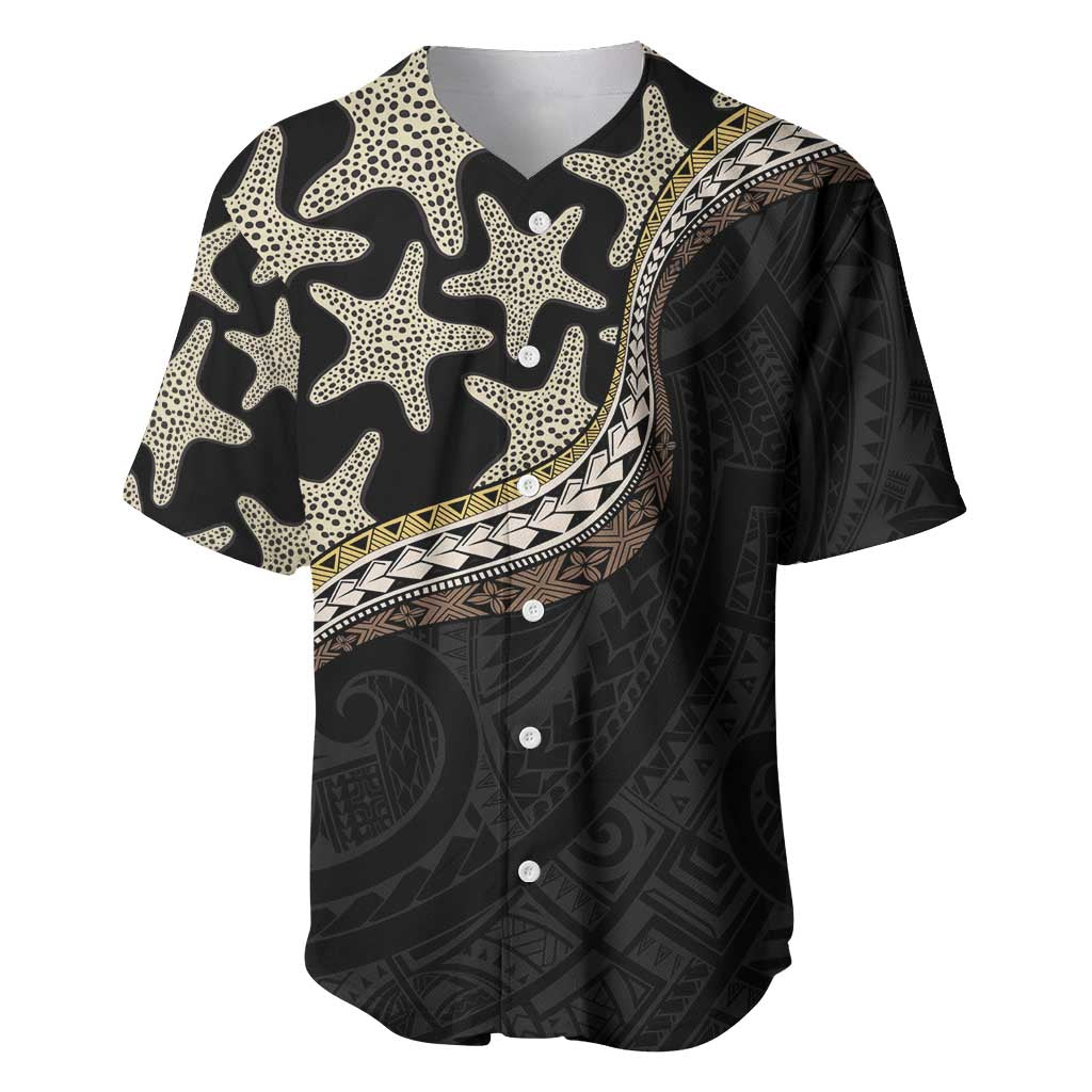Beige Polynesian Starfish Unique Pattern Baseball Jersey