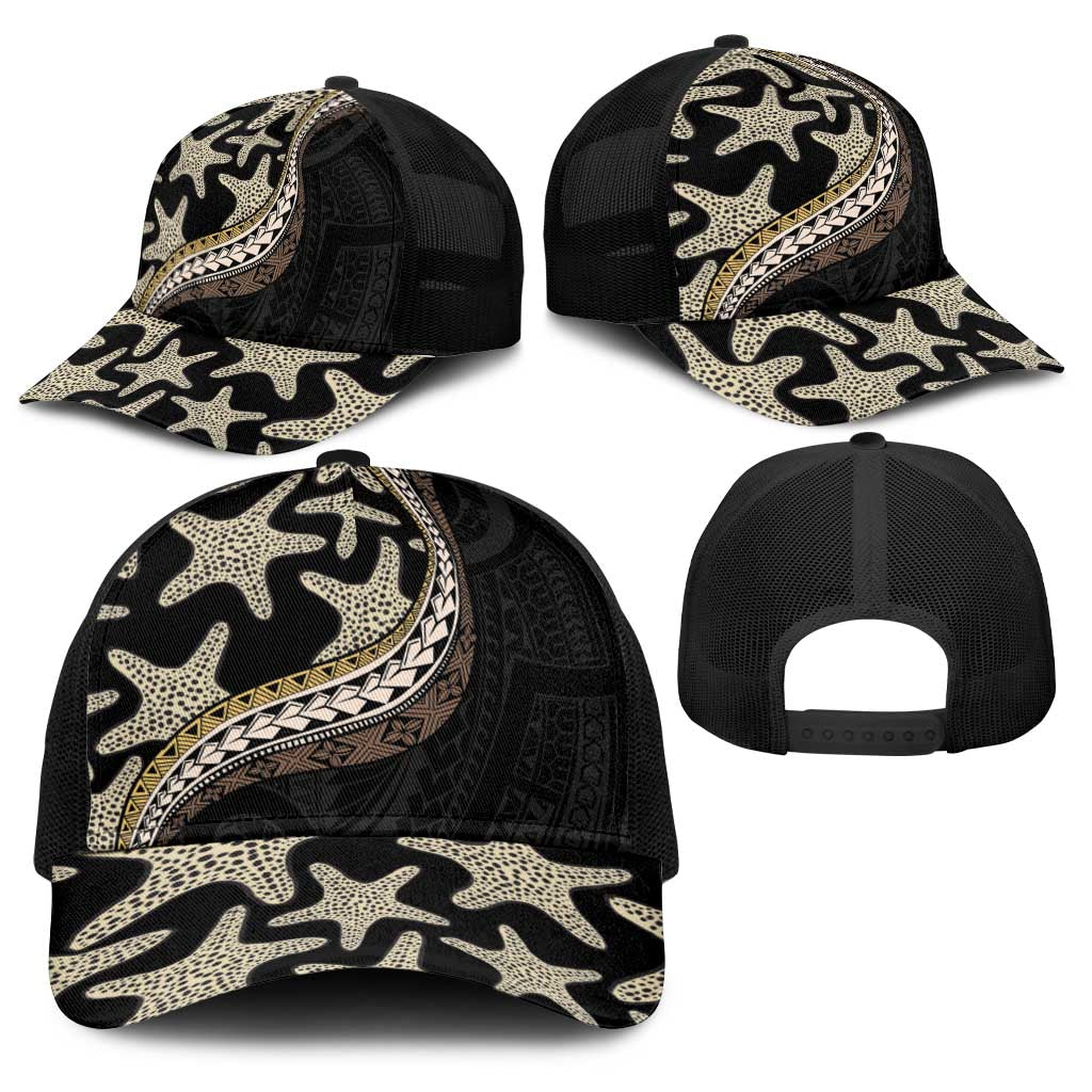 Beige Polynesian Starfish Unique Pattern Baseball Net Cap