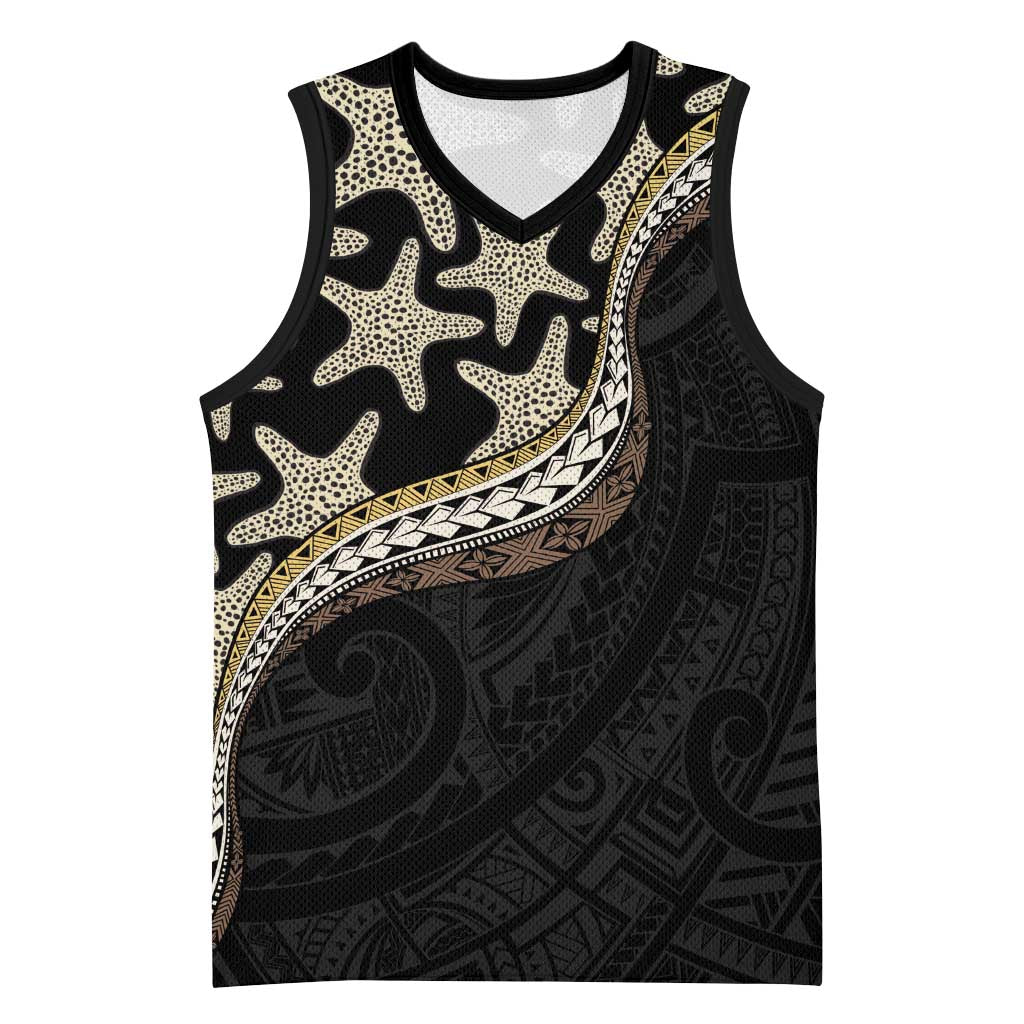 Beige Polynesian Starfish Unique Pattern Basketball Jersey