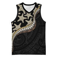 Beige Polynesian Starfish Unique Pattern Basketball Jersey