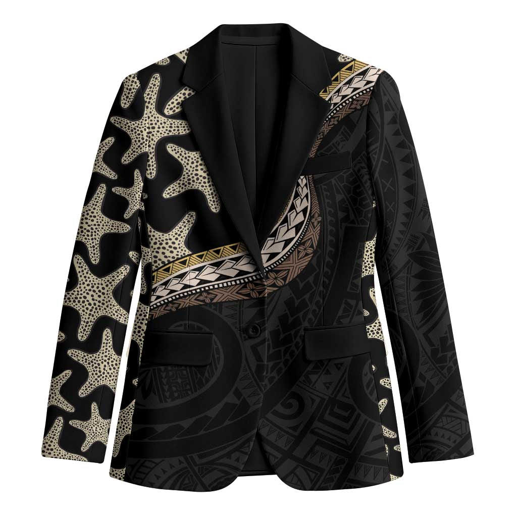 Beige Polynesian Starfish Unique Pattern Blazer