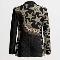 Beige Polynesian Starfish Unique Pattern Blazer
