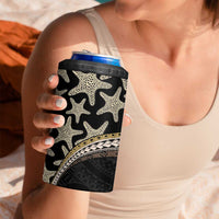 Beige Polynesian Starfish Unique Pattern 4 in 1 Can Cooler Tumbler