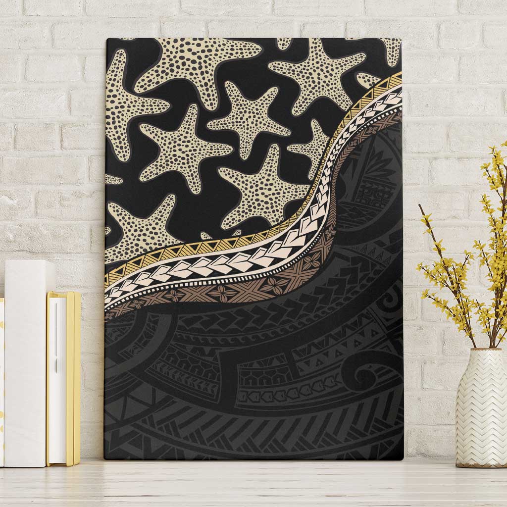 Beige Polynesian Starfish Unique Pattern Canvas Wall Art