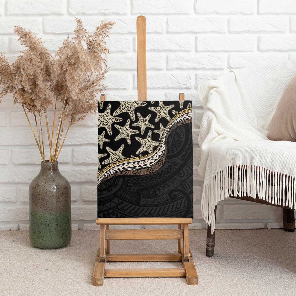 Beige Polynesian Starfish Unique Pattern Canvas Wall Art
