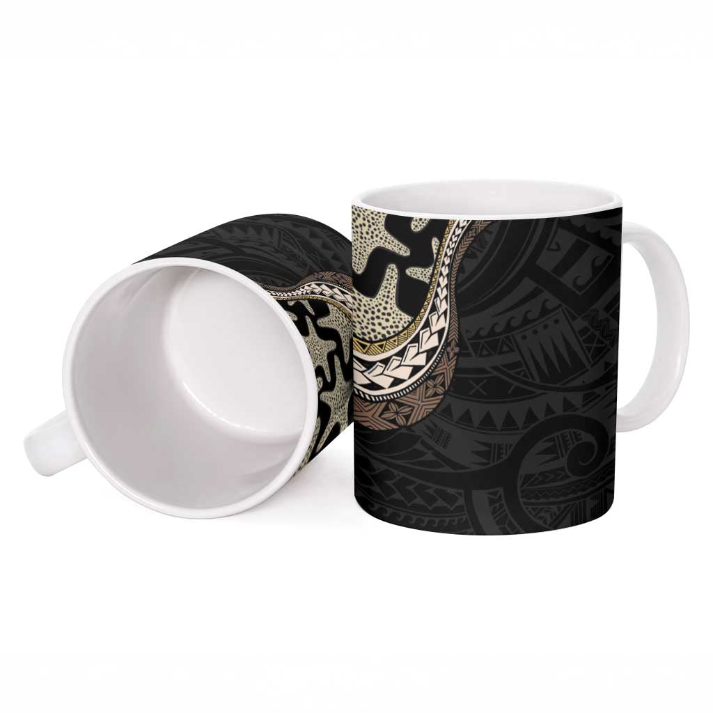 Beige Polynesian Starfish Unique Pattern Ceramic Mug