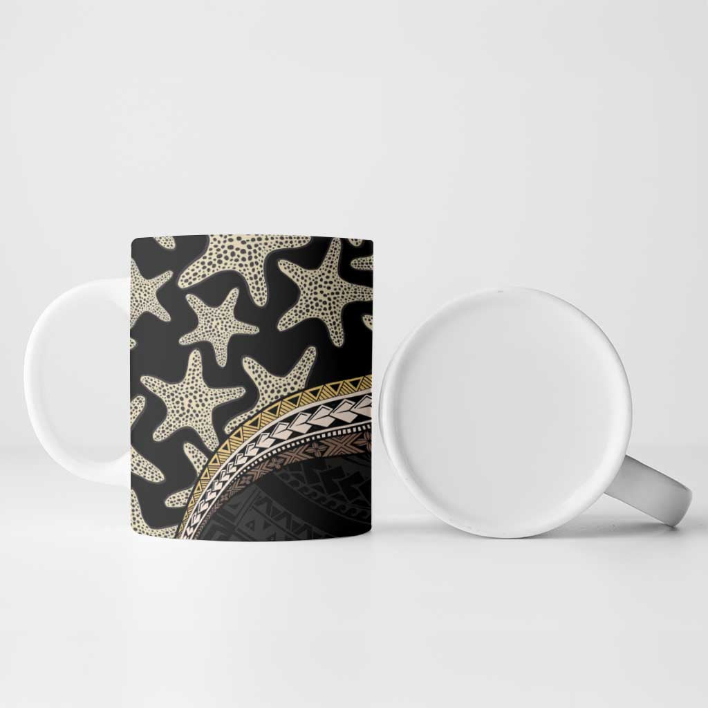 Beige Polynesian Starfish Unique Pattern Ceramic Mug