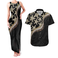 Beige Polynesian Starfish Unique Pattern Couples Matching Tank Maxi Dress and Hawaiian Shirt LT01 Beige - Polynesian Pride