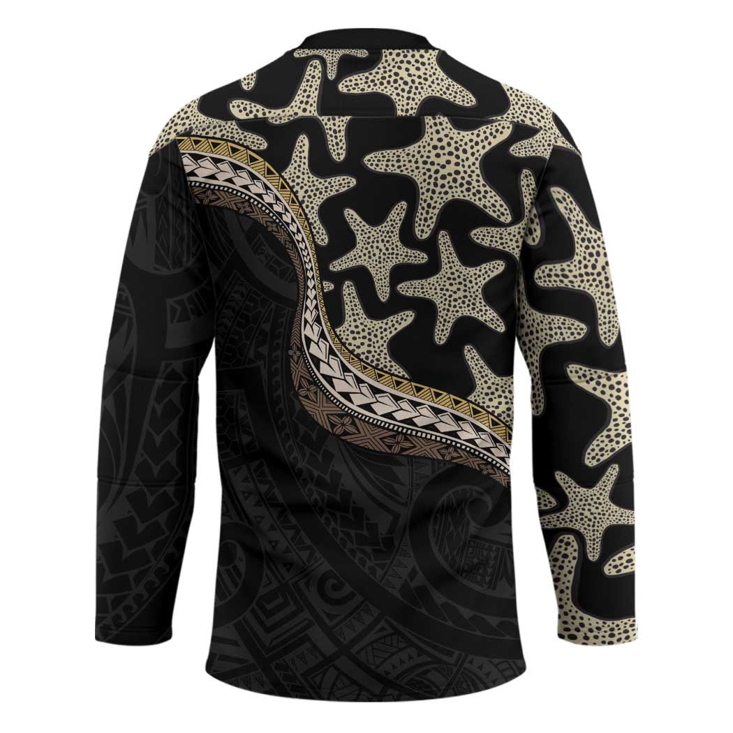 Beige Polynesian Starfish Unique Pattern Hockey Jersey