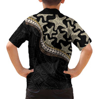 Beige Polynesian Starfish Unique Pattern Kid Hawaiian Shirt