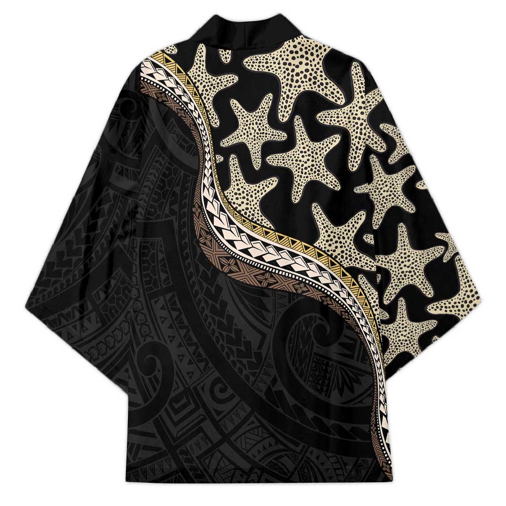 Beige Polynesian Starfish Unique Pattern Kimono