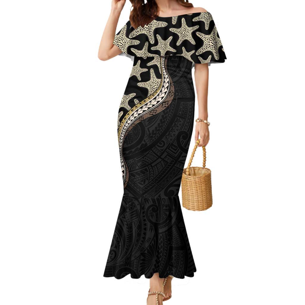 Beige Polynesian Starfish Unique Pattern Mermaid Dress LT01 Women Beige - Polynesian Pride