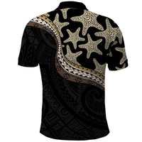 Beige Polynesian Starfish Unique Pattern Polo Shirt