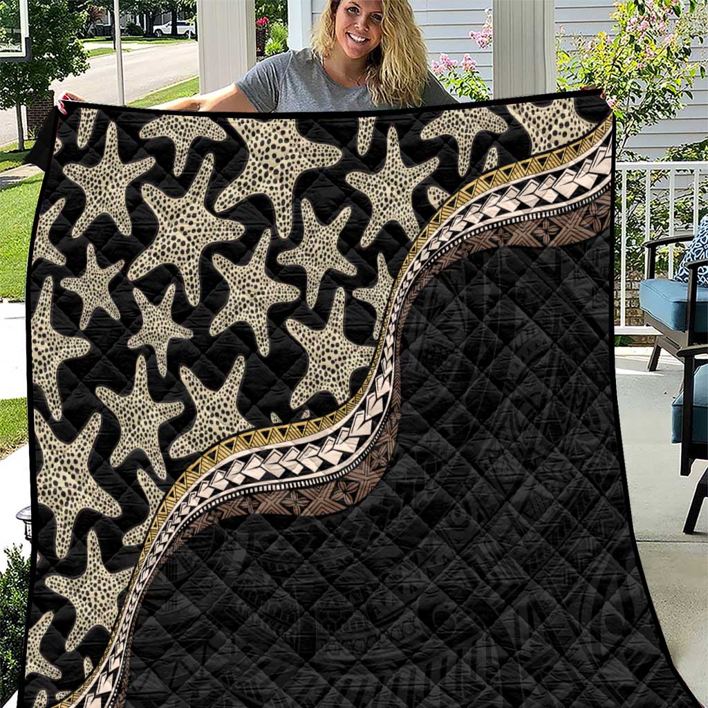 Beige Polynesian Starfish Unique Pattern Quilt
