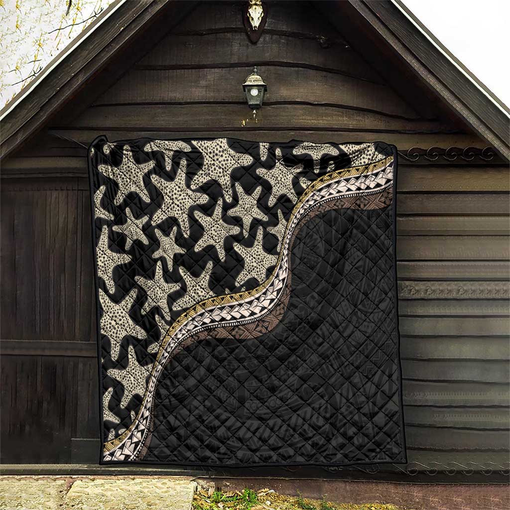 Beige Polynesian Starfish Unique Pattern Quilt